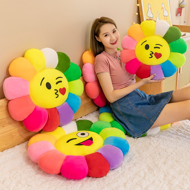 Buntes Sitzkissen Plüsch Bequem Sonnenblume Kissen - BerlinGlamour