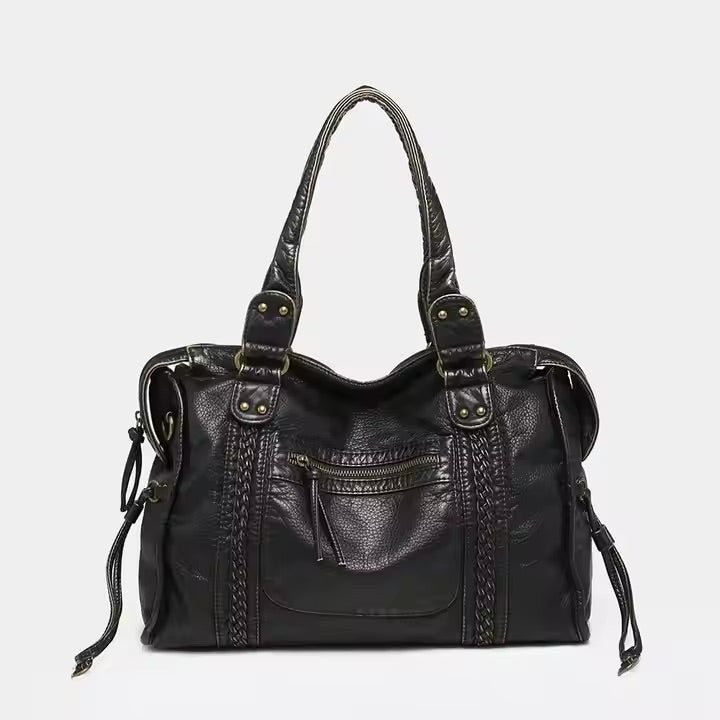 Vegane Leder Schultertasche Vintage Look Robust - BerlinGlamour