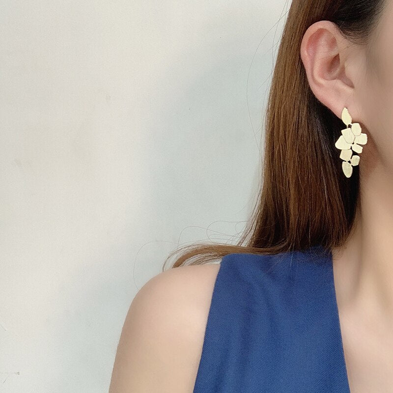 Elegante Blatt Ohrringe Retro Chic Gold
