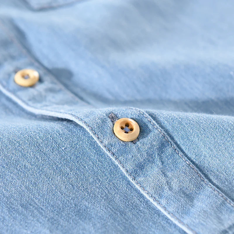 Baumwoll-Herrenhemd Denim Blau Modern