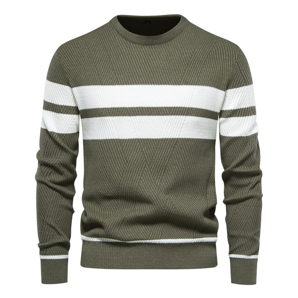 Herren Pullover Streifen Rundhals Klassisch
