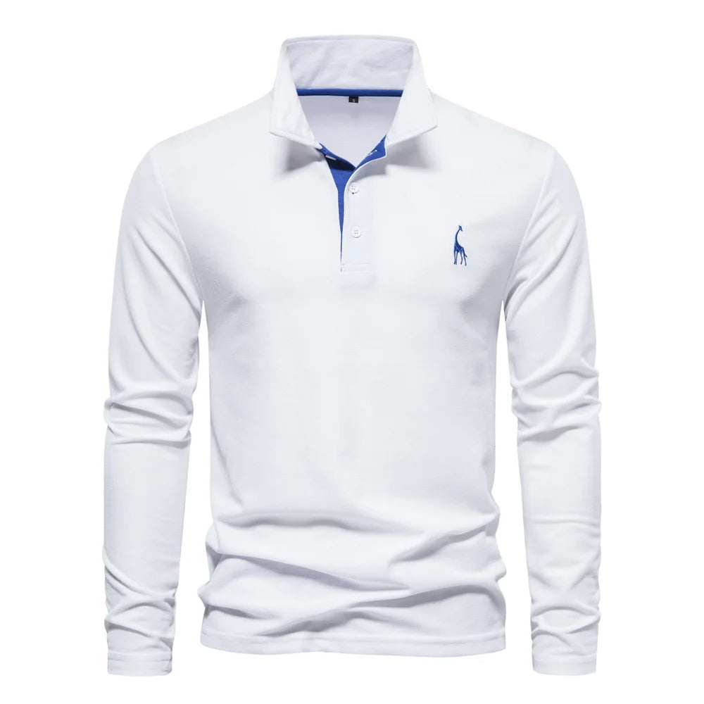 Herren Polo Pullover Langarm Warm