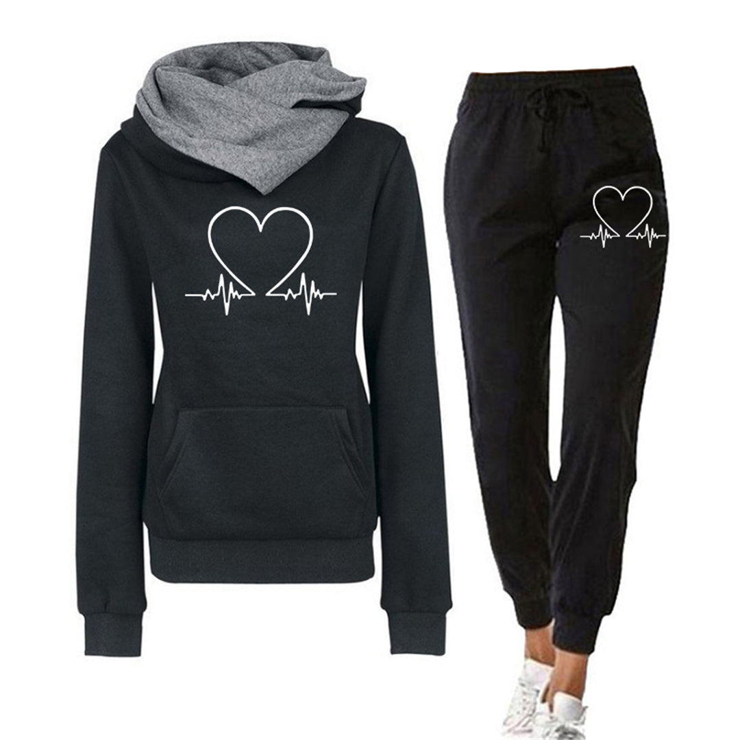 Damen Hoodie Jogginghose Set Herz Motiv - BerlinGlamour