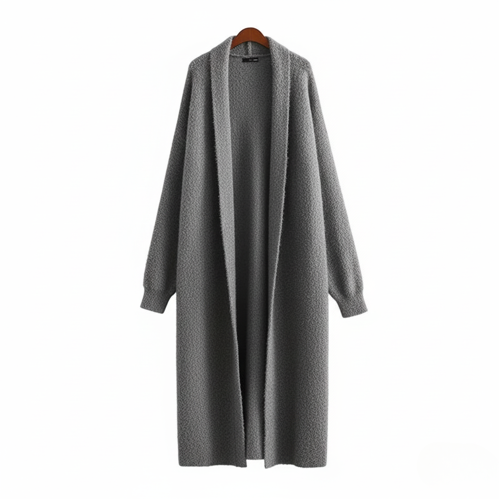 Damen Mantel Lang Offener Schlicht Stil