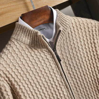 Herren Merino Strickjacke Reißverschluss Warm