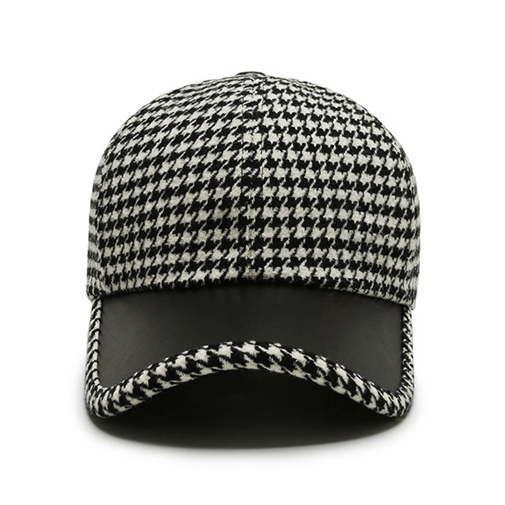 Herren Leder Mütze Elegante Schwarz