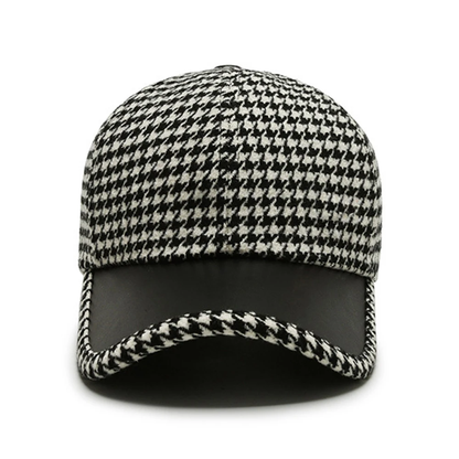 Herren Leder Mütze Elegante Schwarz
