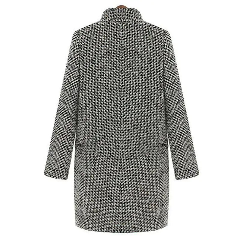 Langer Damen Wollmantel Elegant Schwarz