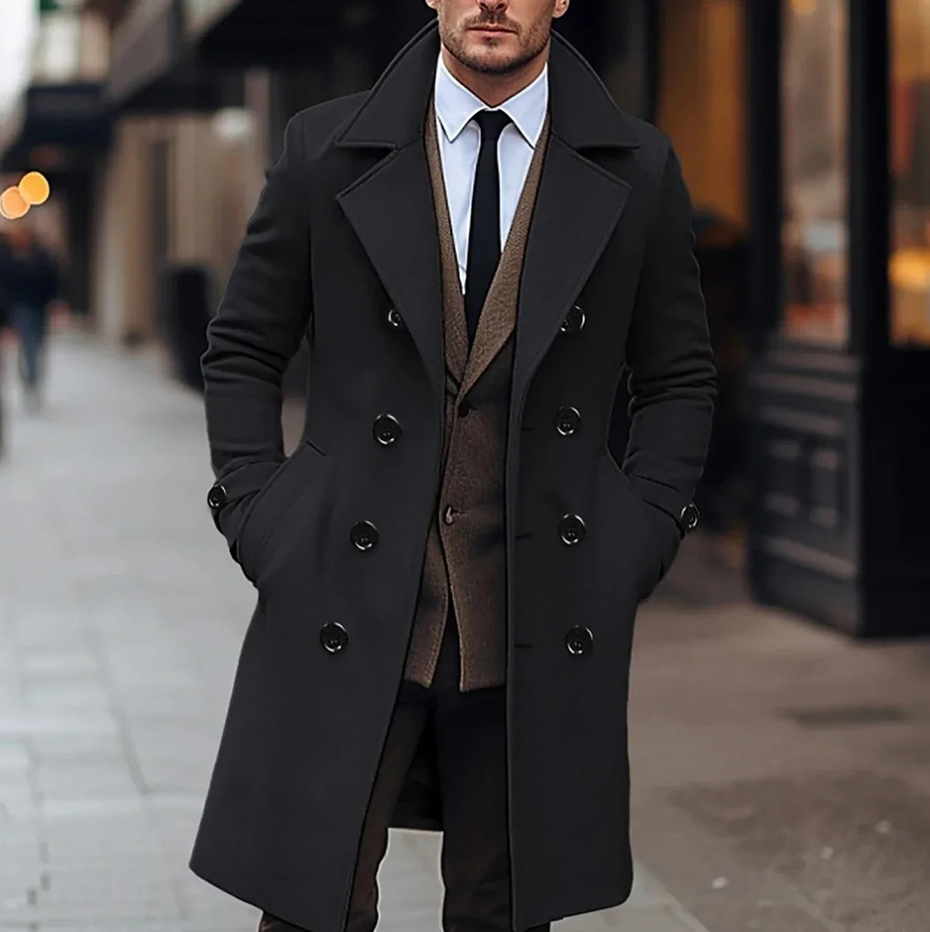 Herren Wollmantel Klassisch Warm für Herbst Winter