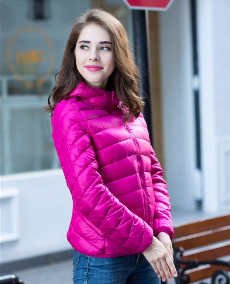 Wende-Daunenjacke Damen Leicht Warm Wasserdicht