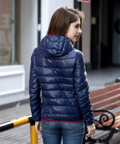 Wende-Daunenjacke Damen Leicht Warm Wasserdicht