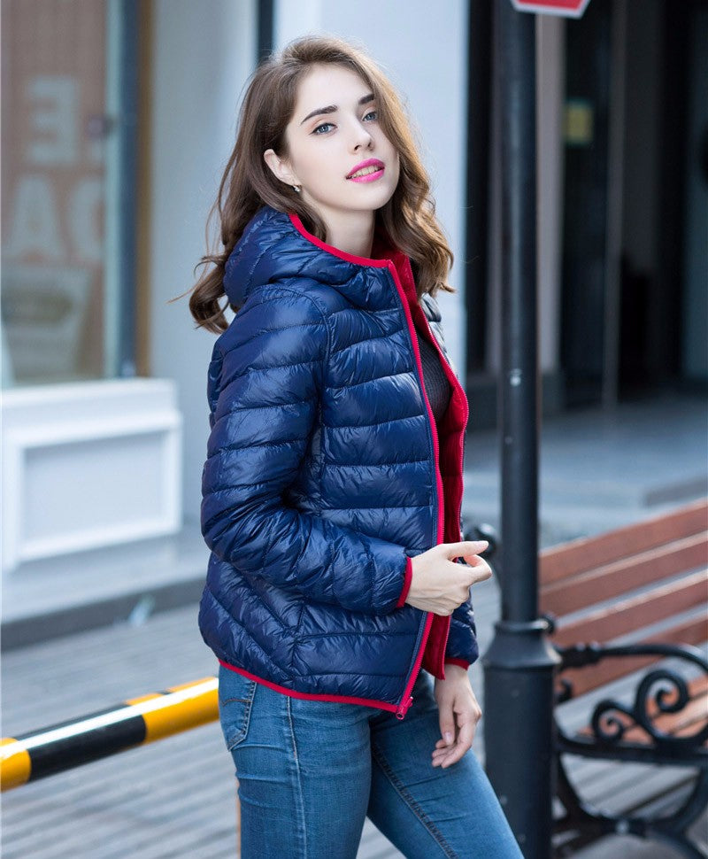 Wende-Daunenjacke Damen Leicht Warm Wasserdicht