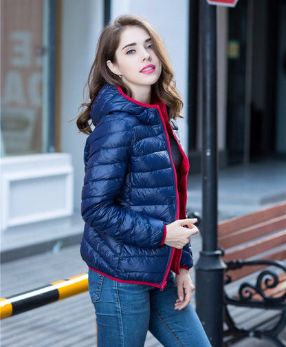 Wende-Daunenjacke Damen Leicht Warm Wasserdicht