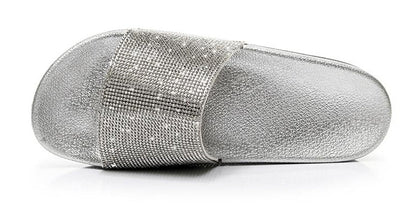 Diamant Slides Sandalen mit Kristall Besatz Glamour