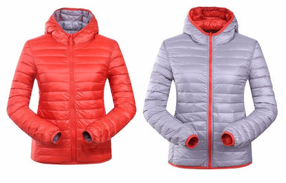 Wende-Daunenjacke Damen Leicht Warm Wasserdicht