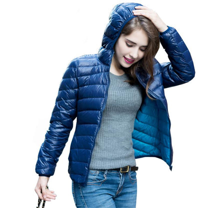 Wende-Daunenjacke Damen Leicht Warm Wasserdicht