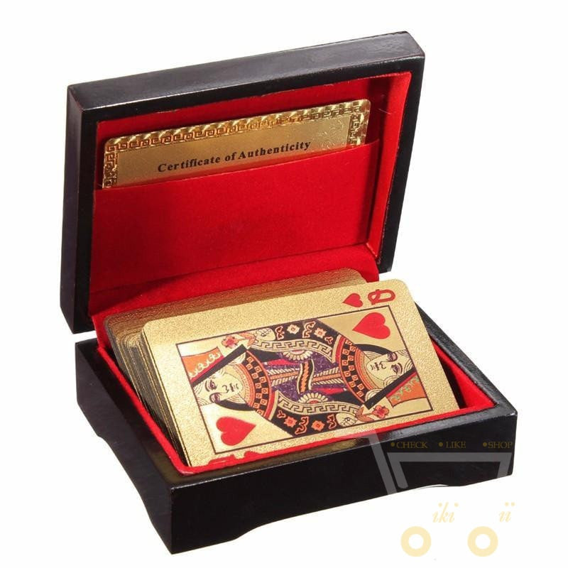 Glamour Spielkarten 24K Gold Holzbox Edel
