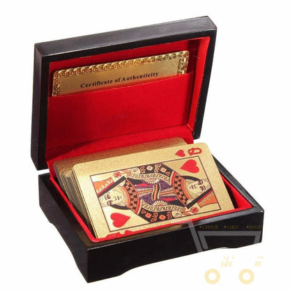 Glamour Spielkarten 24K Gold Holzbox Edel