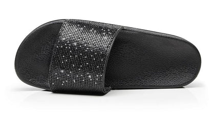 Diamant Slides Sandalen mit Kristall Besatz Glamour