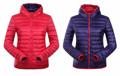 Wende-Daunenjacke Damen Leicht Warm Wasserdicht