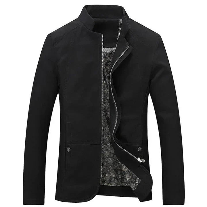Herren Slim Fit Jacke Leichtgewicht Zip Up Schwarz