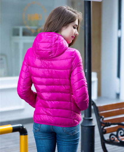 Wende-Daunenjacke Damen Leicht Warm Wasserdicht