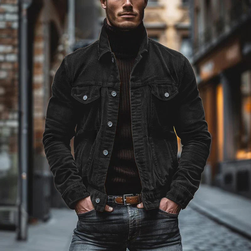 Herren Lederjacke Einreiher Vintage Style