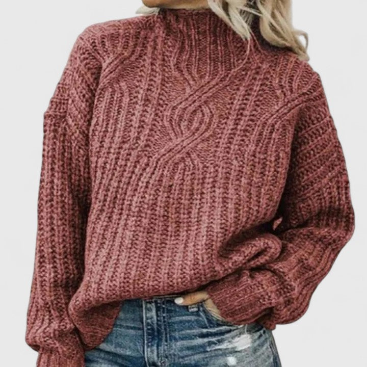 Damen Pullover Langarm Gerippt Winterwarm