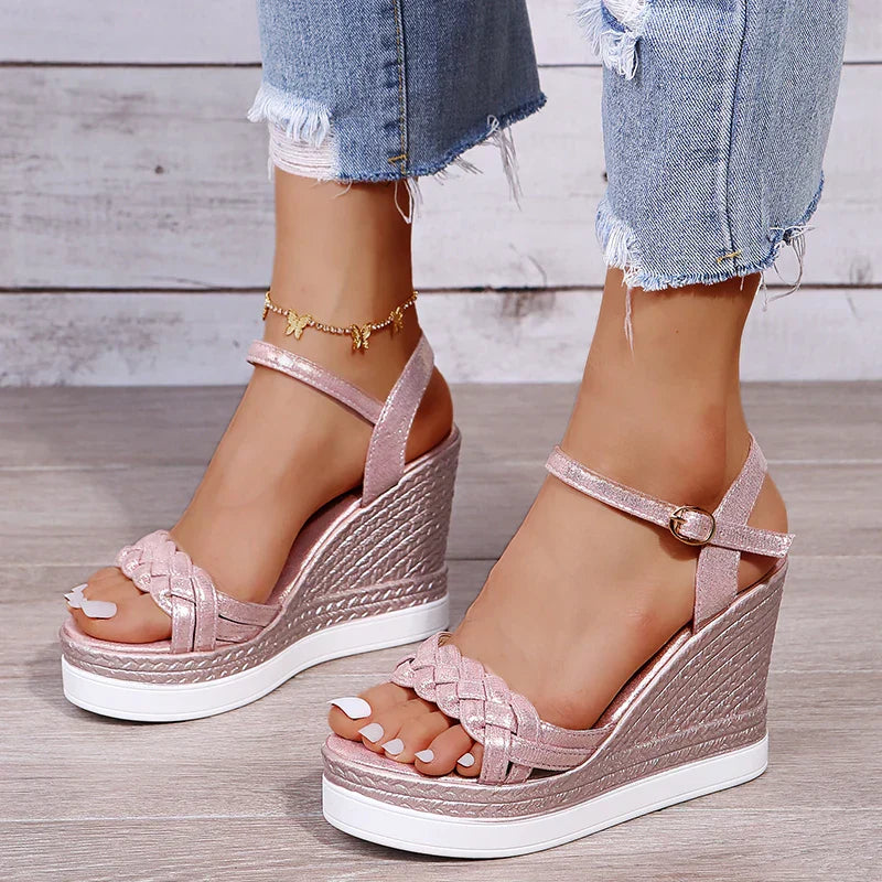 Hohe Wedges Sandalen Damen Schick