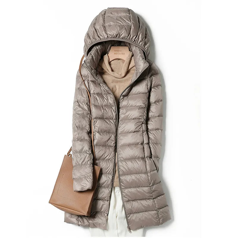 Lange Daunenjacke Damen Ultraleicht Warm