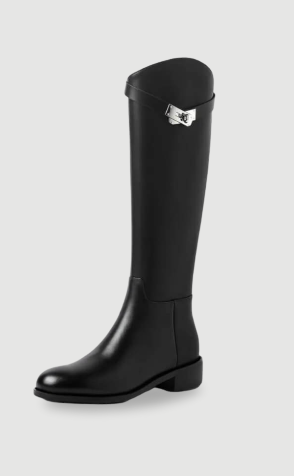 Damenreitstiefel Leder Elegant Hochwertig Schwarz - BerlinGlamour