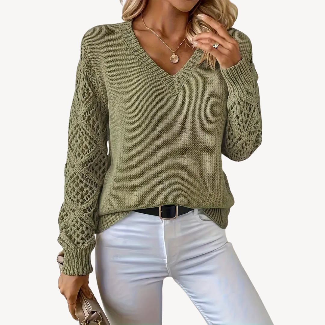 Häkelpullover mit V-Ausschnitt für Damen | Loravelle 5