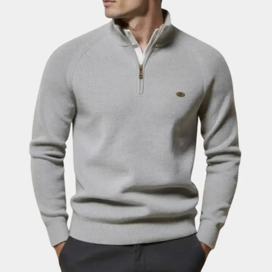 Herren Pullover Reißverschluss V-Ausschnitt Gestrickt - BerlinGlamour