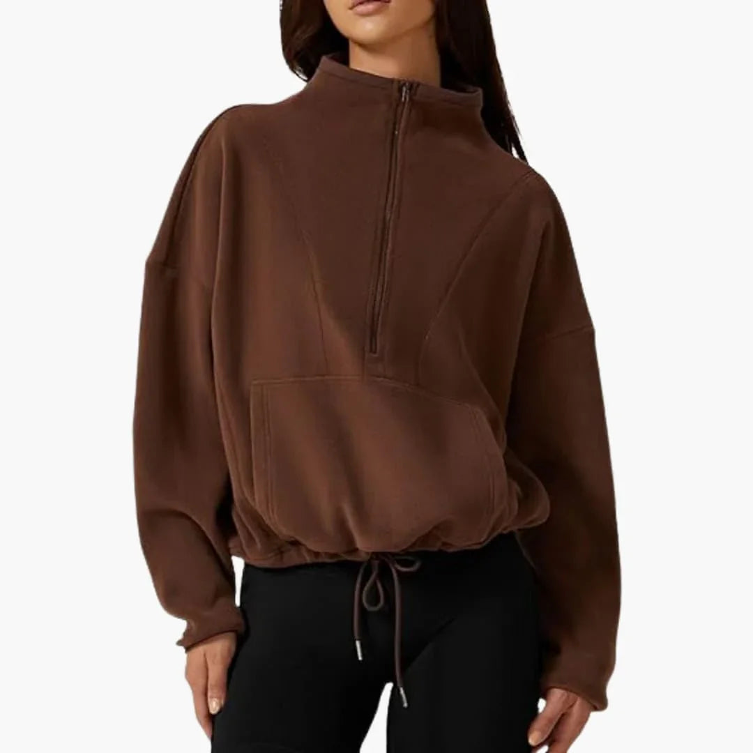Halb-Zip Fleece-Sweatshirt für Damen 2