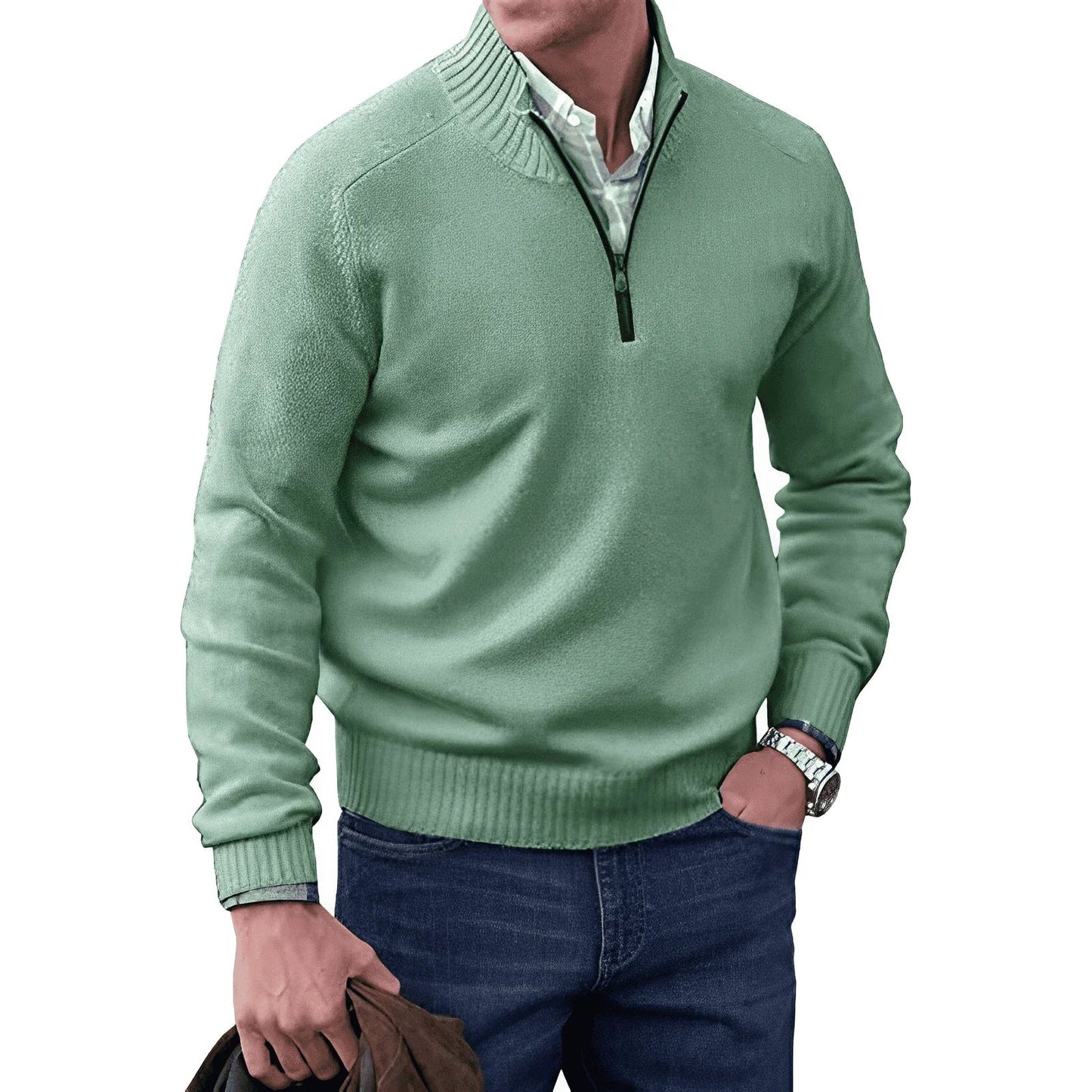 Halb-Zip Strickpullover für Herren 2