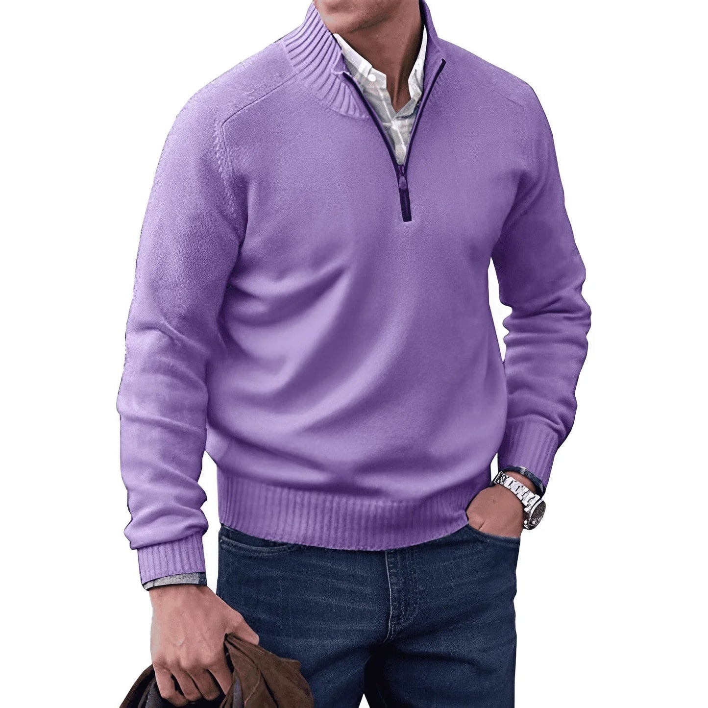 Halb-Zip Strickpullover für Herren 4