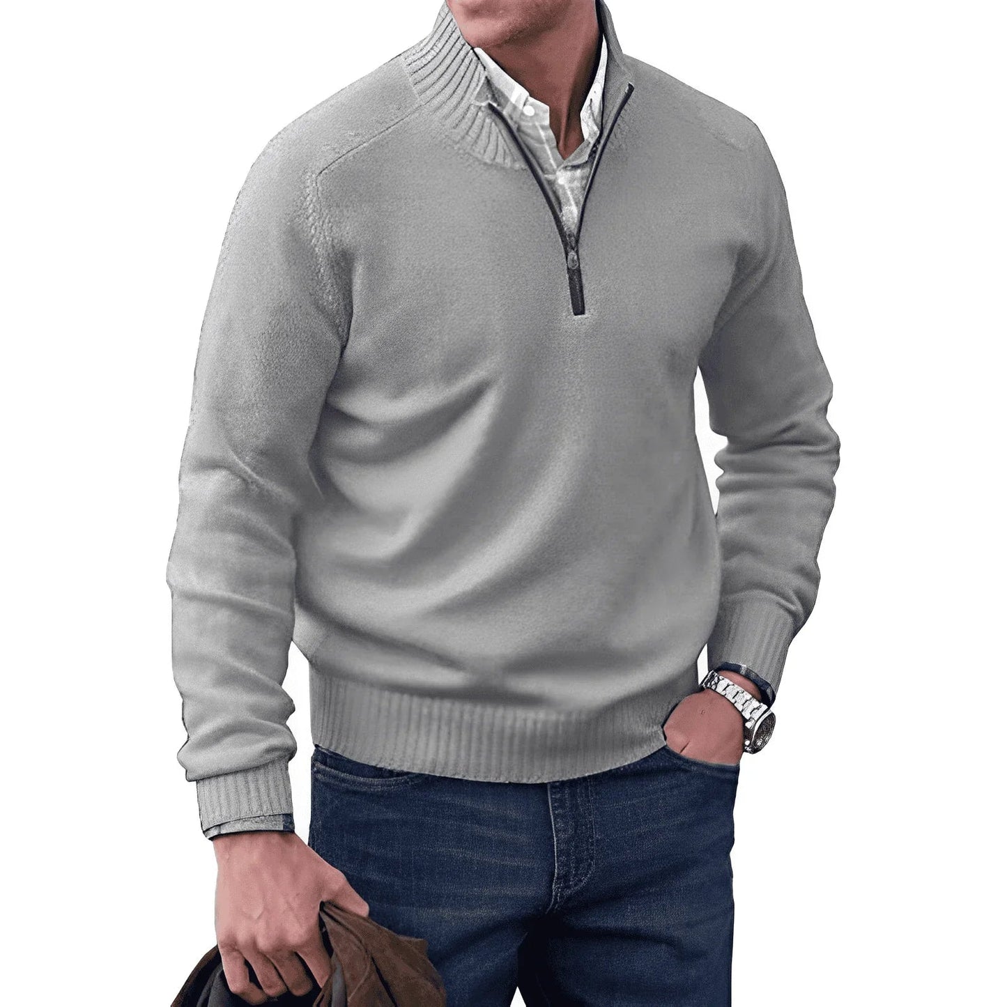 Halb-Zip Strickpullover für Herren 6