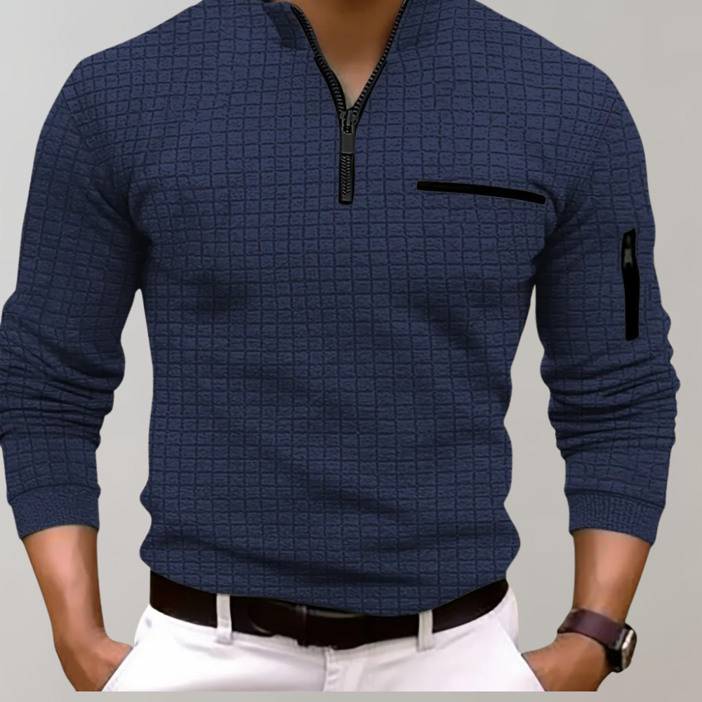 Halbzipfelmütze Zip Shirt | Pullover | Polo Shirt | Halbzipfelmütze Zip Sweatshirt | Herren-Half Zip Sweater-Blau-S-Chaps Herrenmode