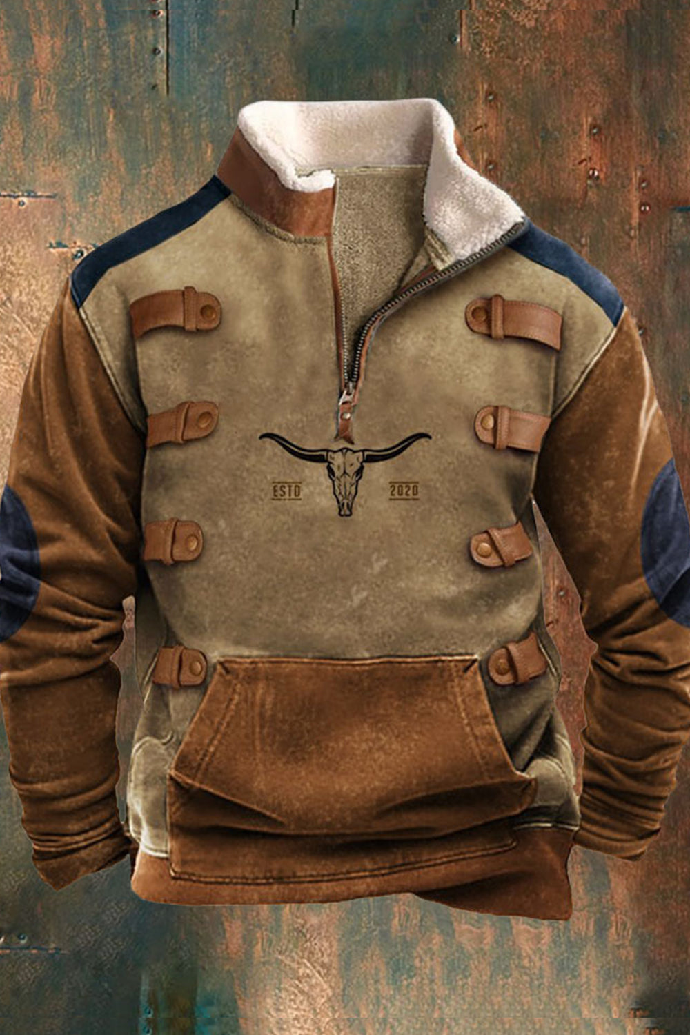 Herren Fleece Pullover Warm Sweatshirt mit Kängurutasche - BerlinGlamour