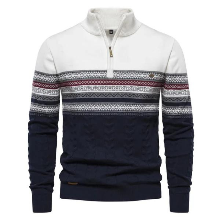 Herren Pullover Halfzip Gestrickt Winterwarm - BerlinGlamour