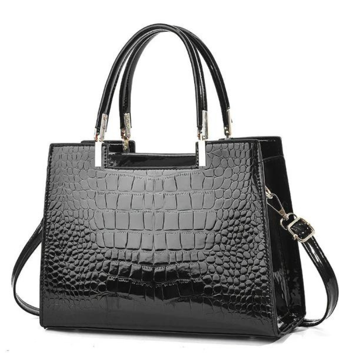 Große Krokodil Tote Bag Lederoptik Langriemen