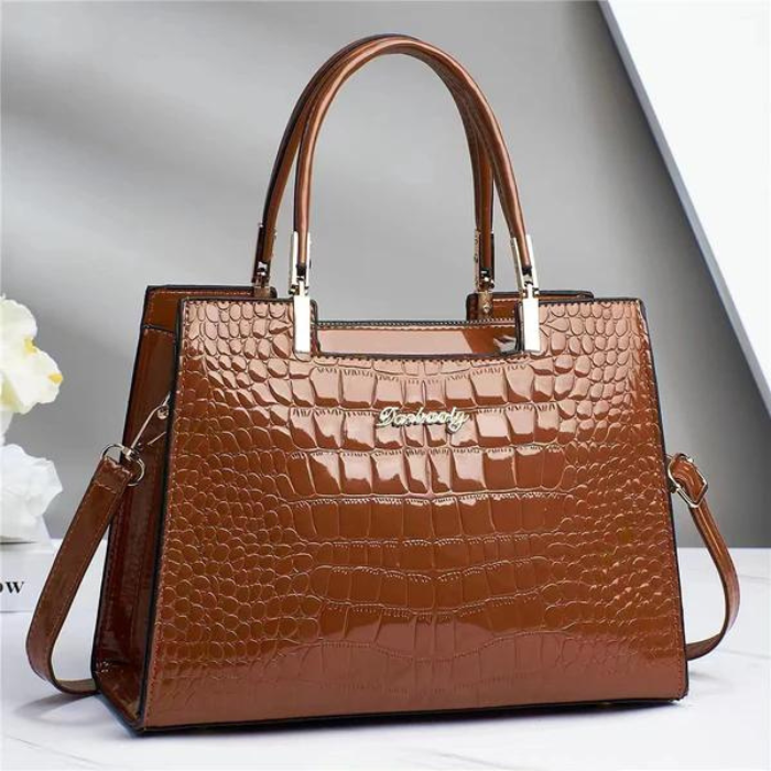 Große Krokodil Tote Bag Lederoptik Langriemen