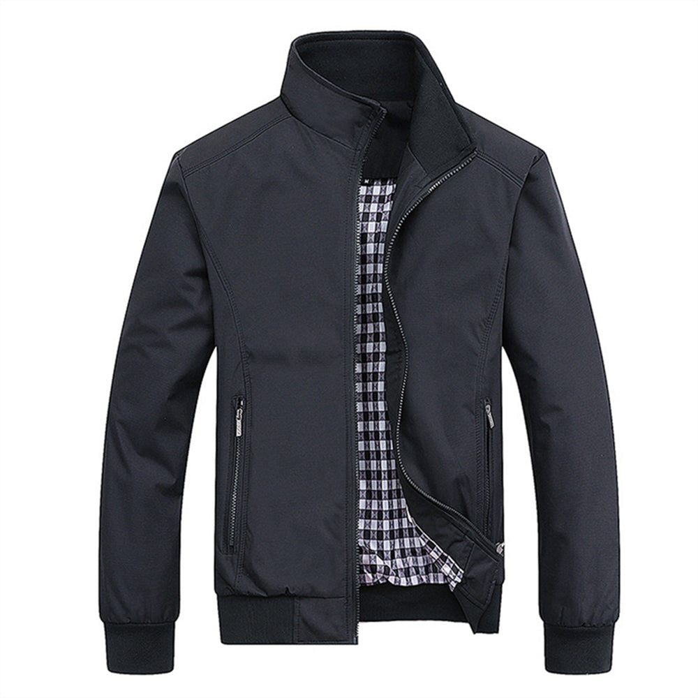 Harrington-Jacke | Mit Reißverschluss | Herbst | Windjacke | Herrenjacke-Schwarz-S-Chaps Herrenmode