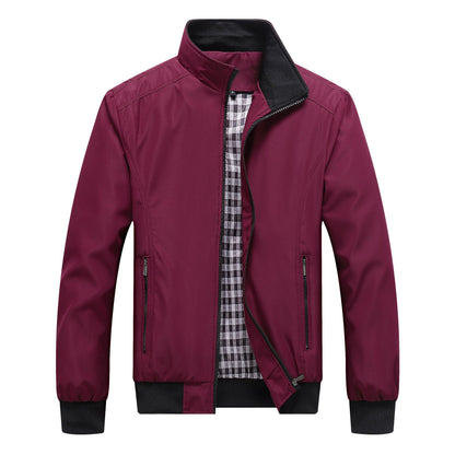 Harrington-Jacke | Mit Reißverschluss | Leicht | Winddicht | Herrenjacke-Rot-S-Chaps Herrenmode