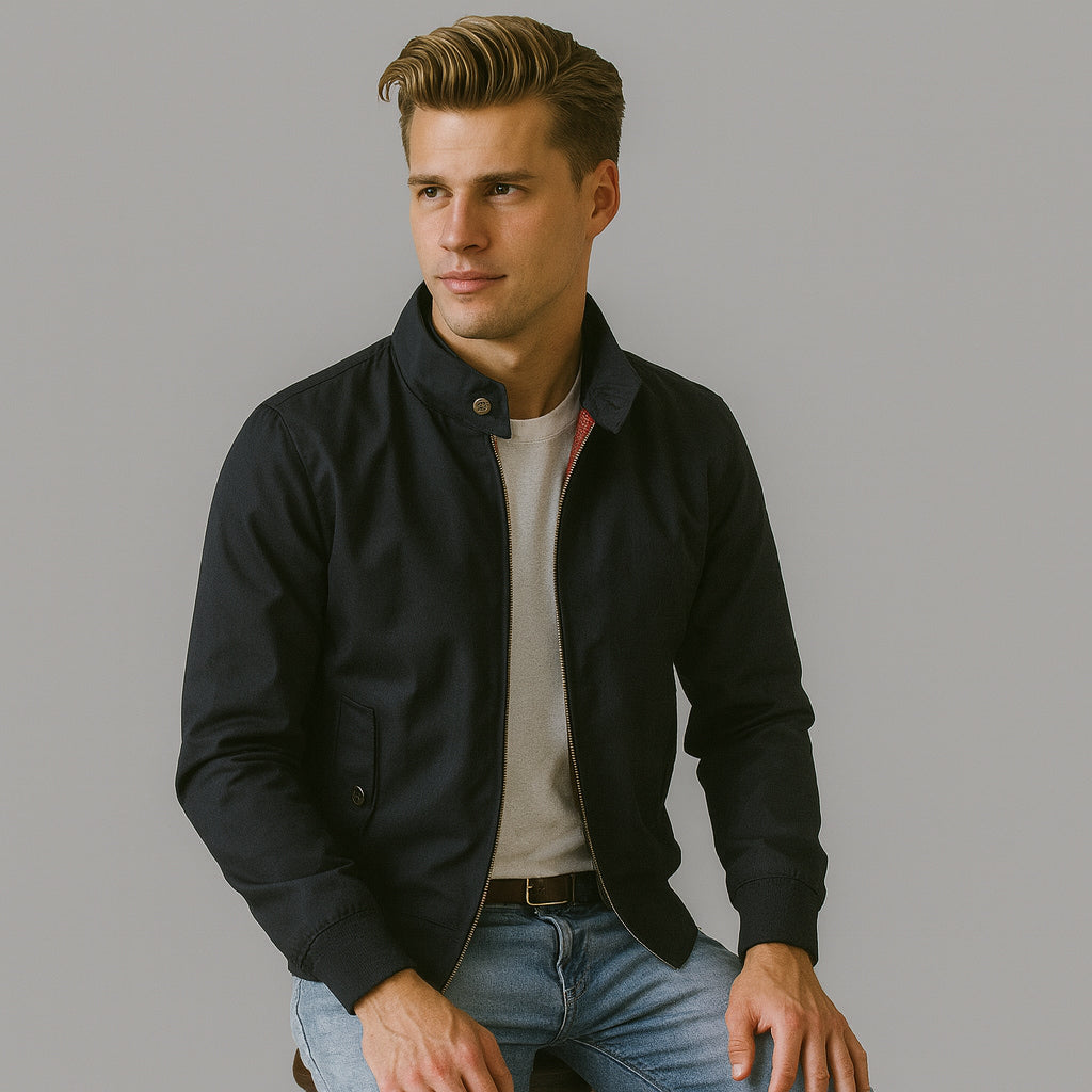 Herren Bomberjacke Reißverschluss Herbst Jacke Schwarz - BerlinGlamour