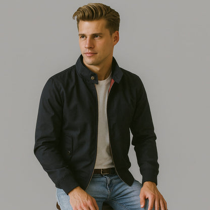 Herren Bomberjacke Reißverschluss Herbst Jacke Schwarz - BerlinGlamour