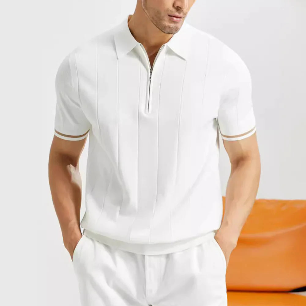 Herren Polo Reißverschluss Klassisch Modern
