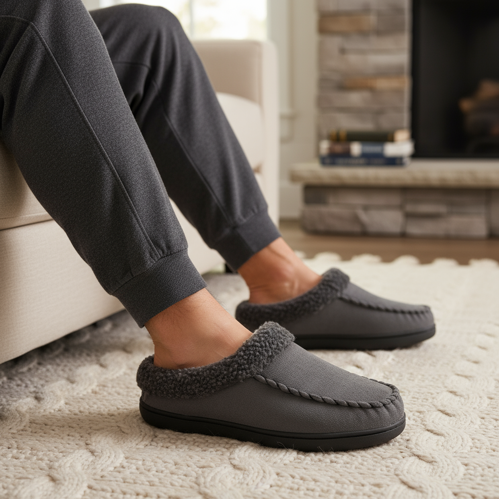 Warme Fleece Hausschuhe Herren Indoor - BerlinGlamour