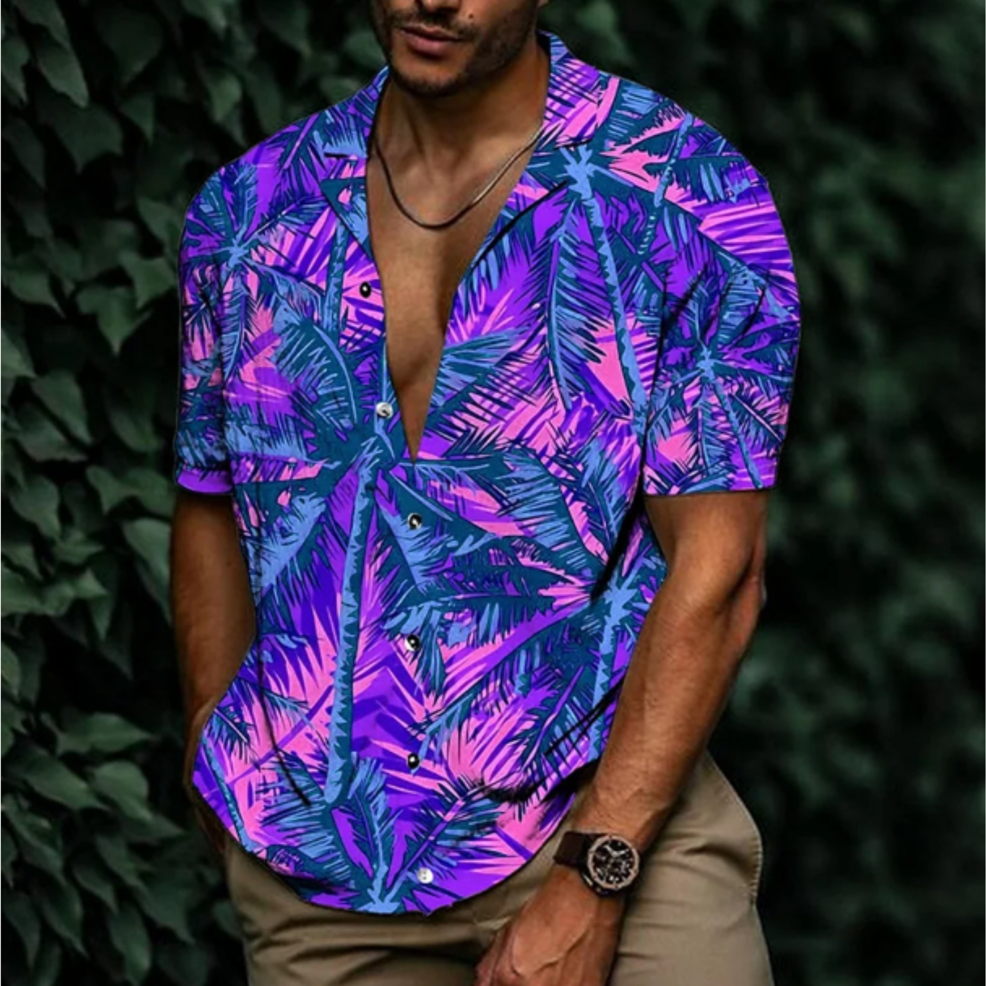 Männer Bluse Hawaiihemd Floral Modern - BerlinGlamour