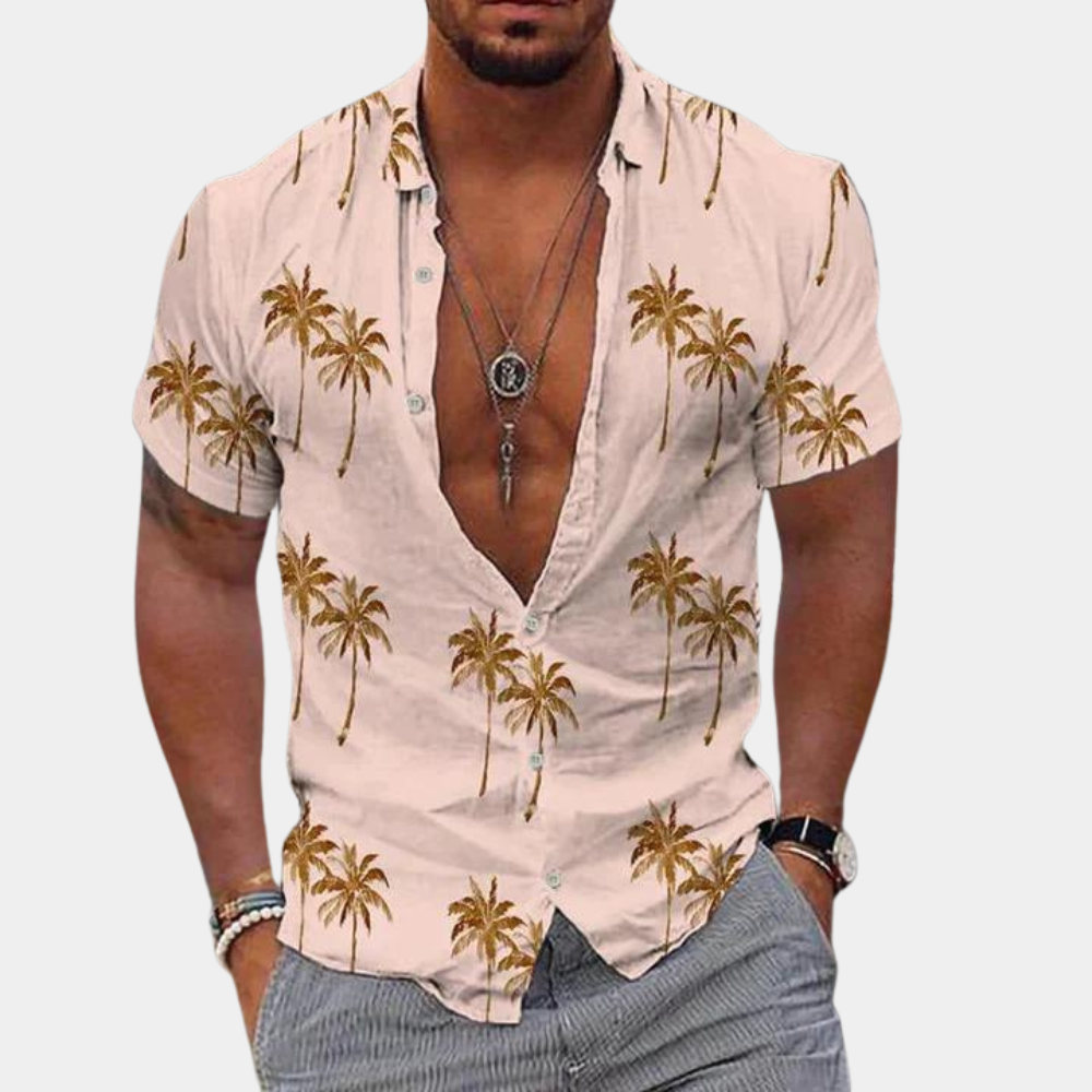 Männer Hemd Sommer Kurzarm Button Up Leicht - BerlinGlamour